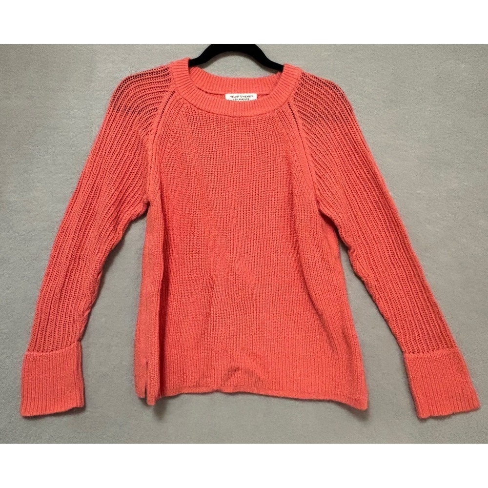 Velvet Heart Los Angeles Coral Pink Ribbed Knit Sweater Womens Small K8V-24191